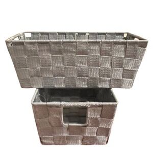 NWOT- Set of 2 Gray Woven Storage Baskets.
